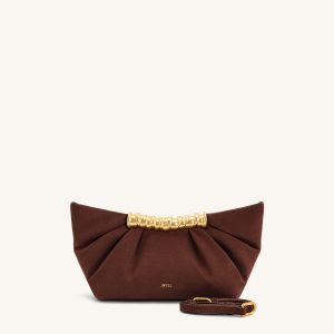 Leia Pleated Clutch - Dark Brown - view 1