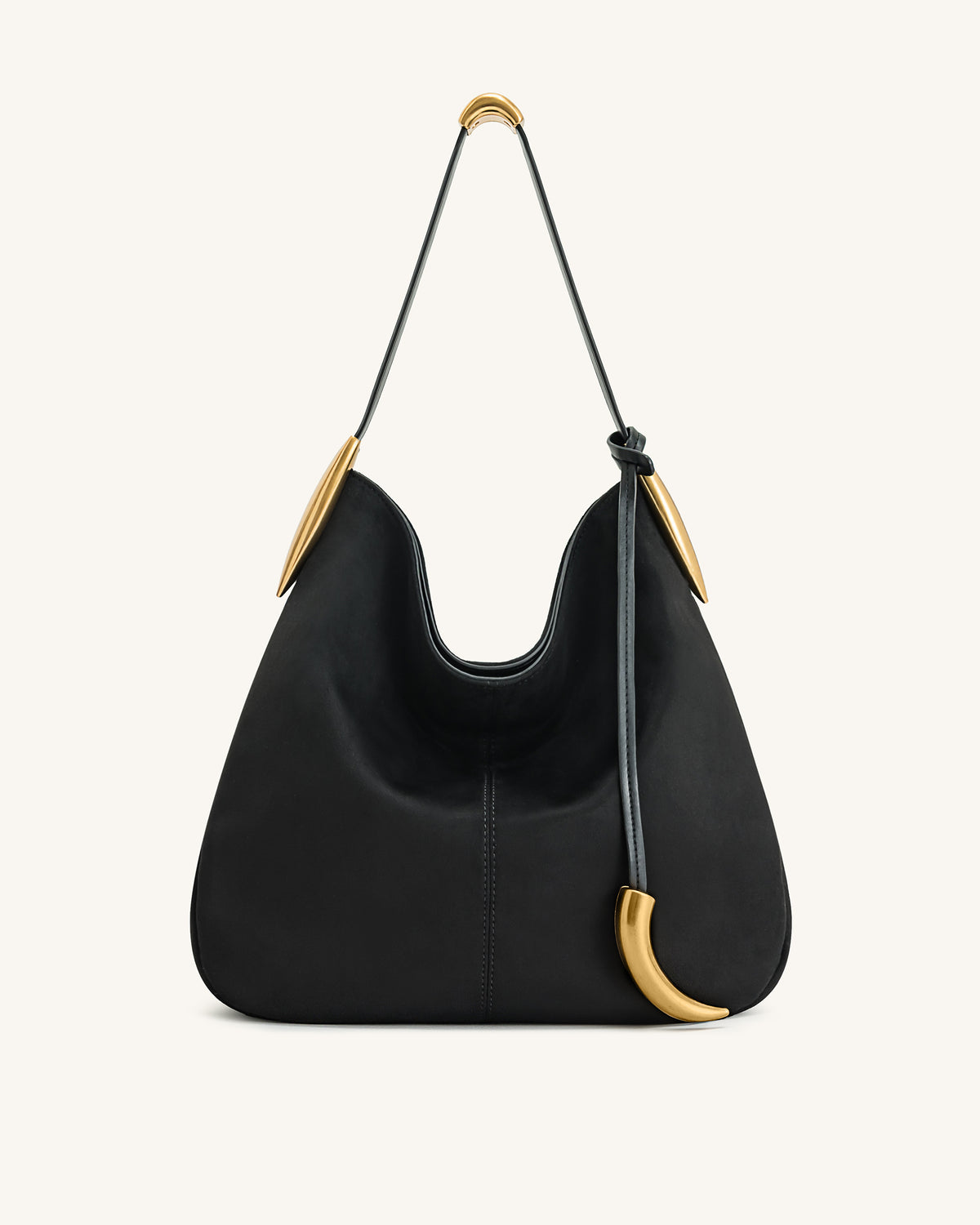 Nina Metal Charm Hobo Bag - Black - view 1