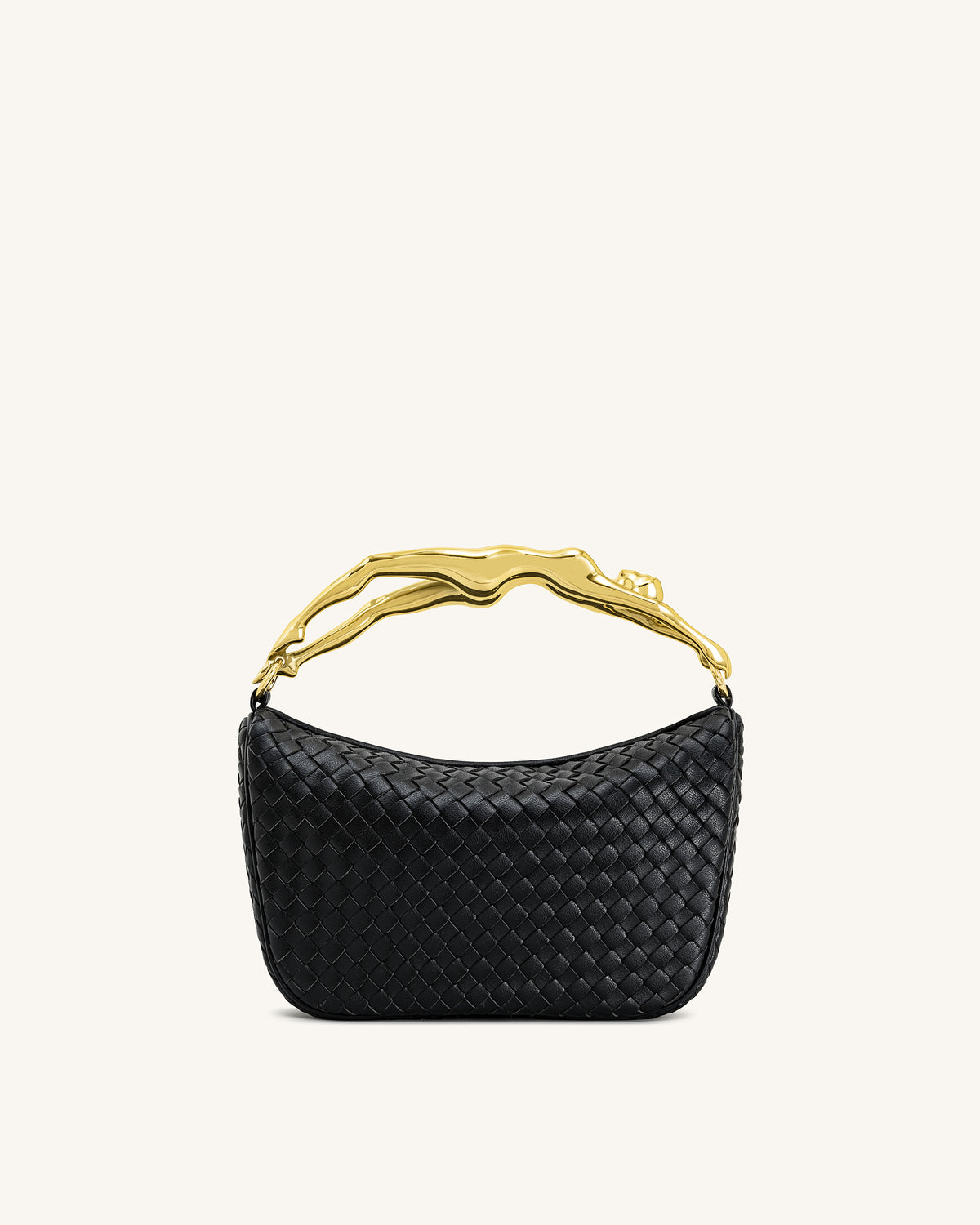 Jenny Woven Human-shaped Handle Handbag - Black - view 4