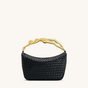 Jenny Woven Human-shaped Handle Handbag - Black - view 1