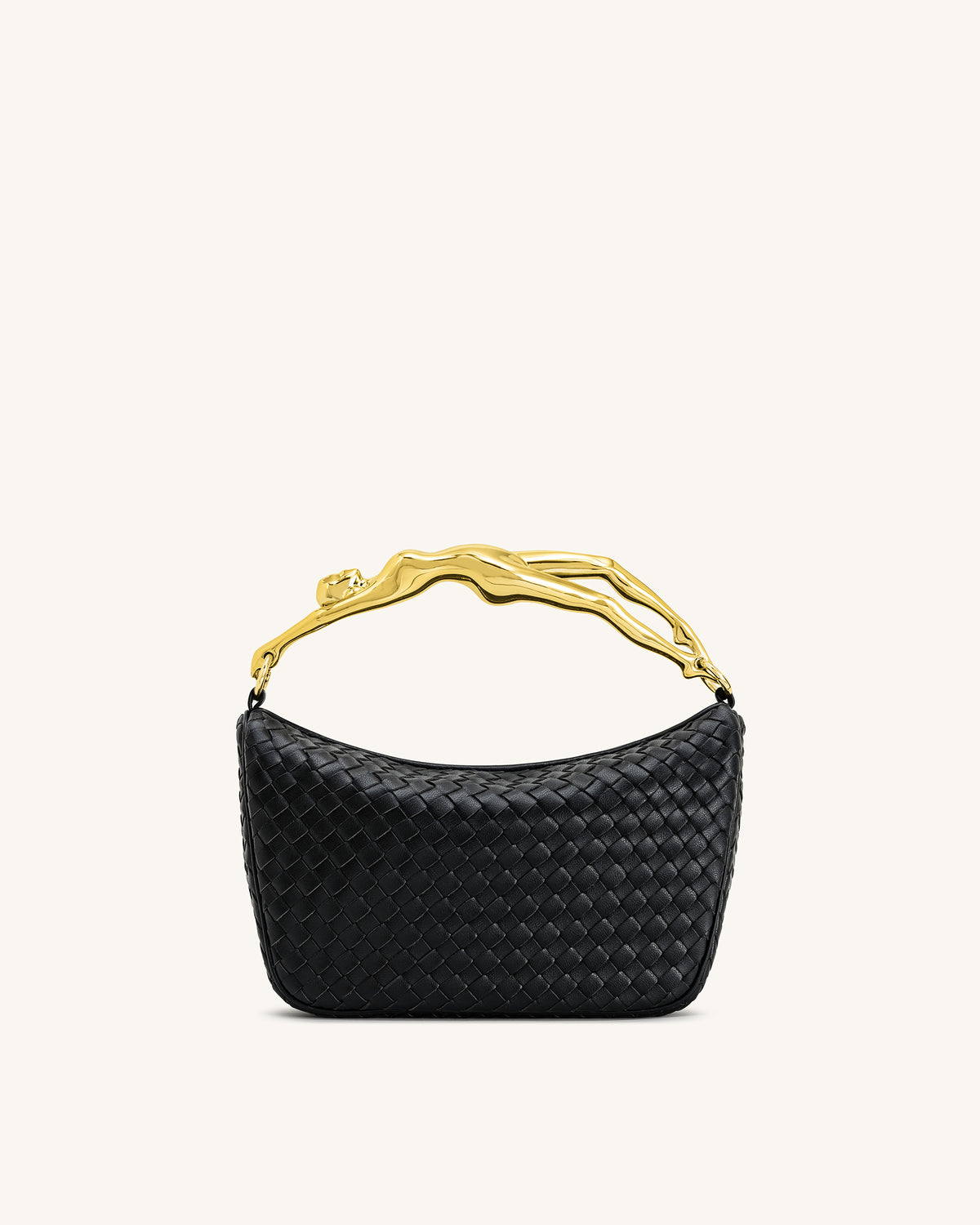 Jenny Woven Human-shaped Handle Handbag - Black - view 1