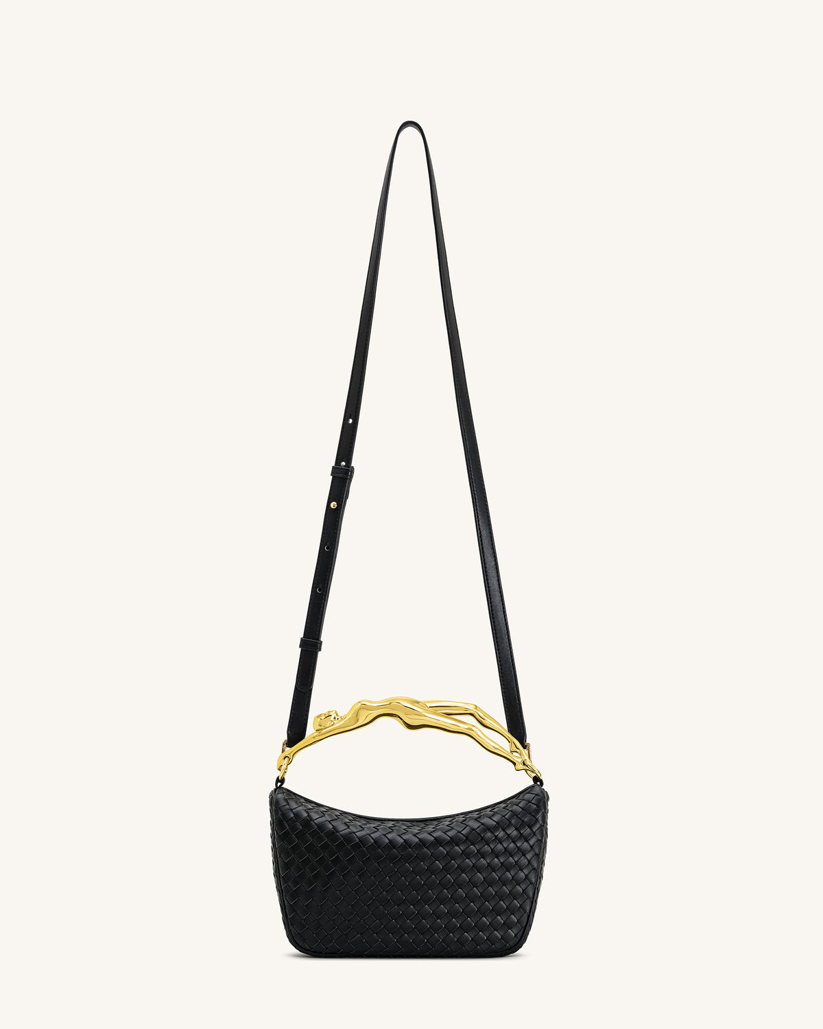 Jenny Woven Human-shaped Handle Handbag - Black - view 2