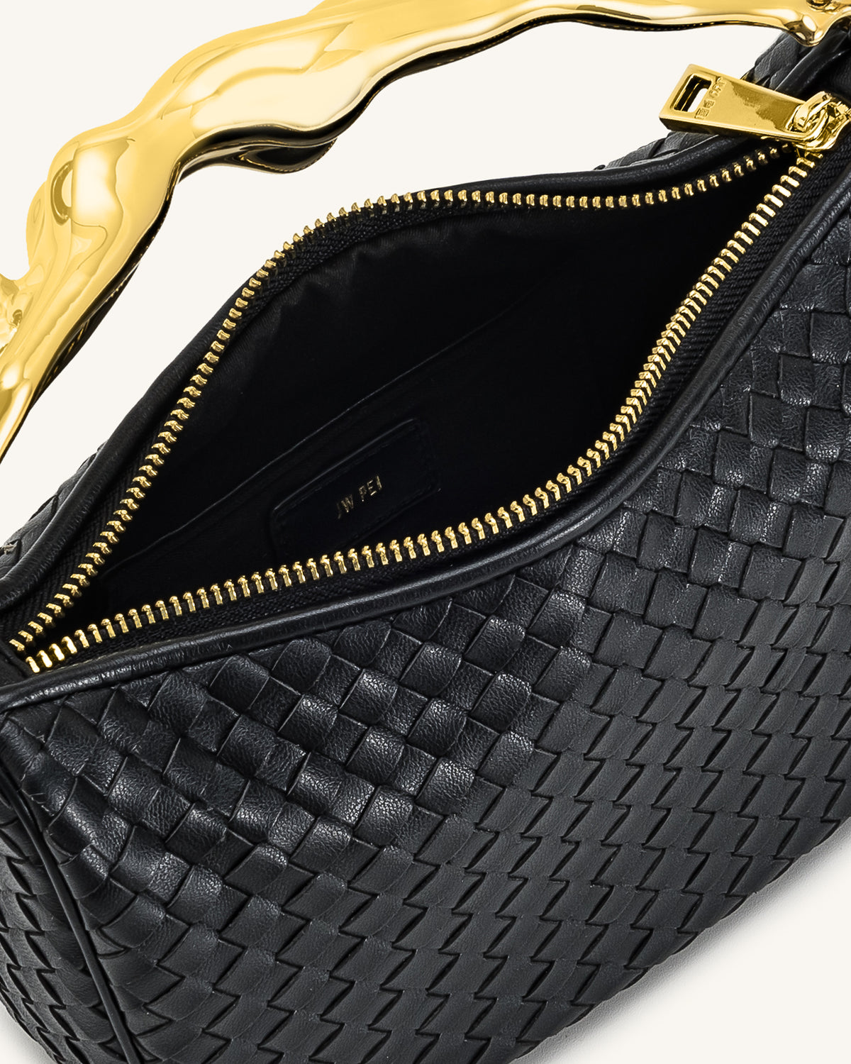 Jenny Woven Human-shaped Handle Handbag - Black - view 5