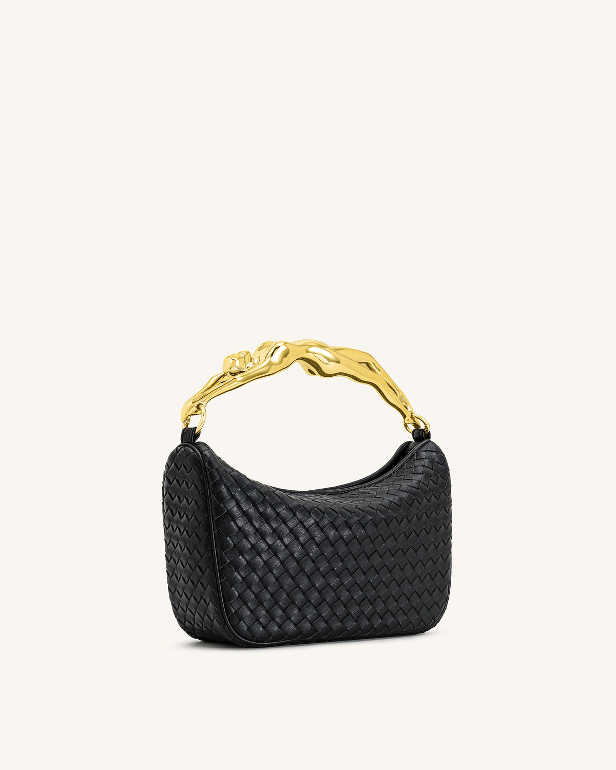 Jenny Woven Human-shaped Handle Handbag - Black - view 3