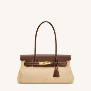 Yara Faux Suede Shoulder Bag - Dark Brown - view 1