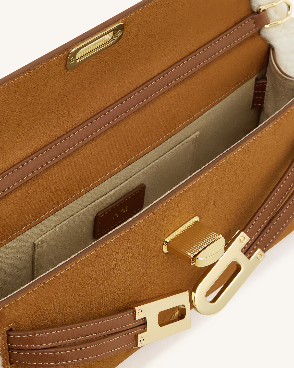 Bria Faux Suede Structured Top Handle Bag - Yellow Brown - view 4