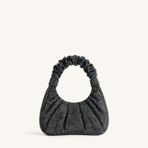 Gabbi Artificial Crystal Medium Ruched Hobo Handbag - Anthracite - view 1