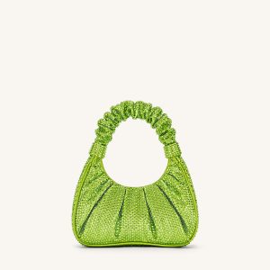 Gabbi Artificial Crystal Medium Ruched Hobo Handbag - Green - view 1