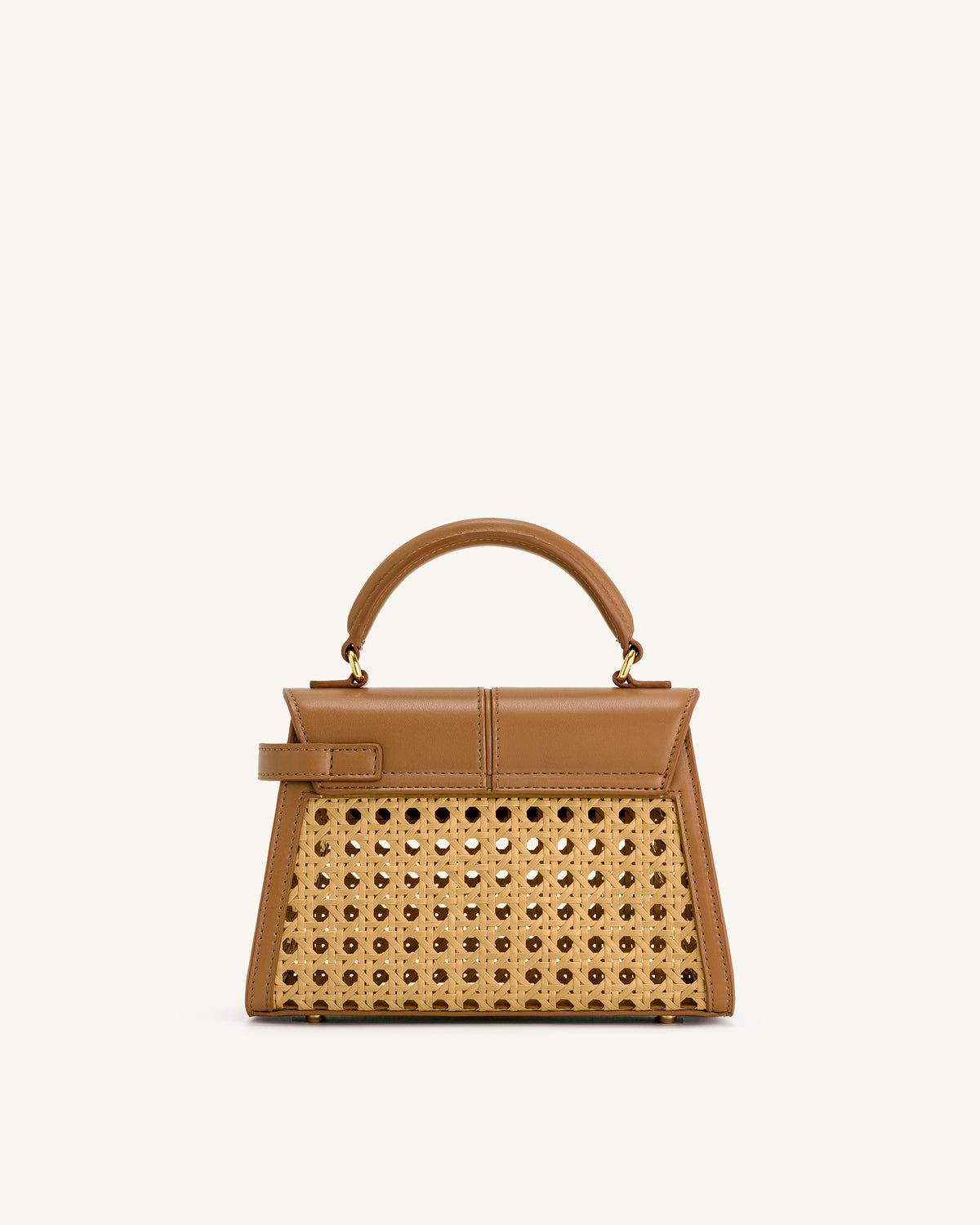 Elise Faux Bamboo Woven Top Handle Bag - Brown - view 3