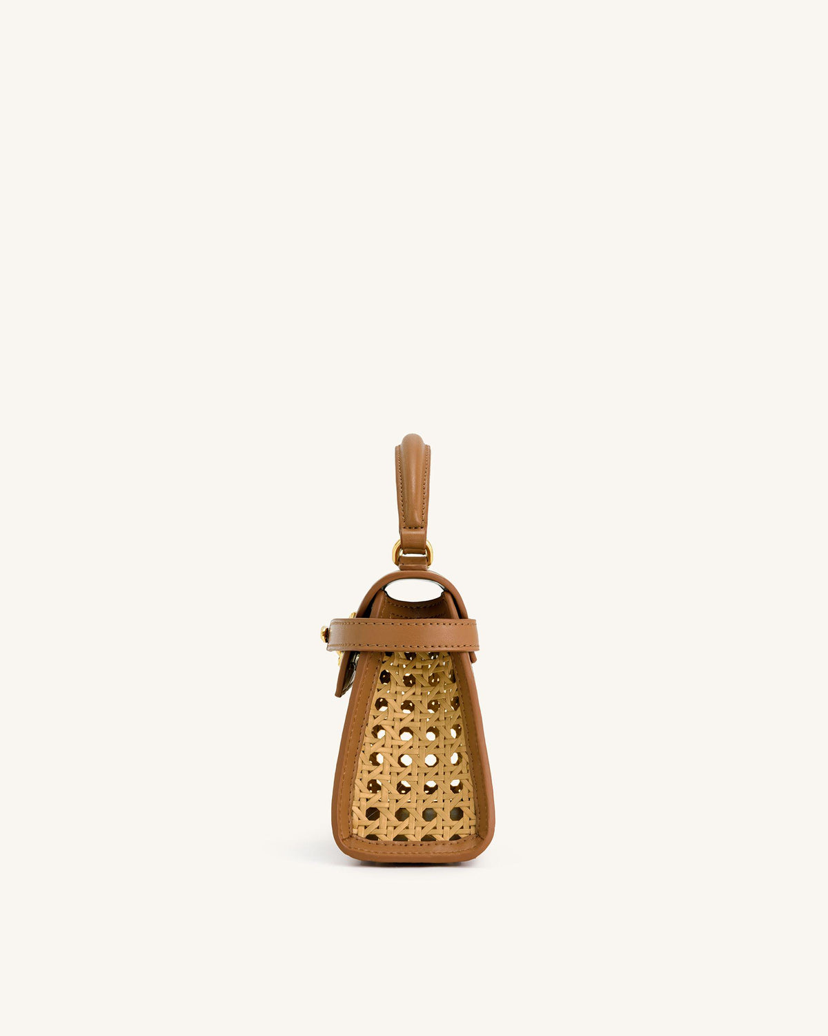 Elise Faux Bamboo Woven Top Handle Bag - Brown - view 4