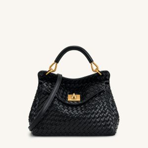 Lucia Classic Top Handle Woven Bag - Black - view 1