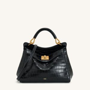 Lucia Classic Top Handbag - Black Croc - view 1