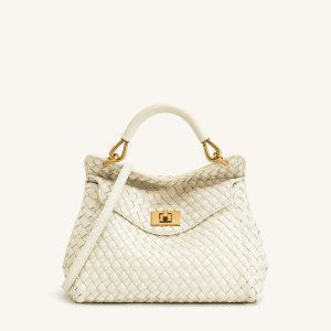 Lucia Classic Top Handle Woven Bag - White - view 1