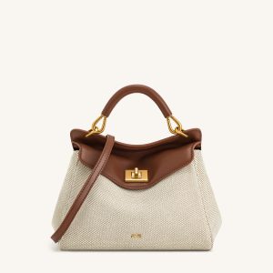 Lucia Classic Top Handbag - Brown Canvas - view 1