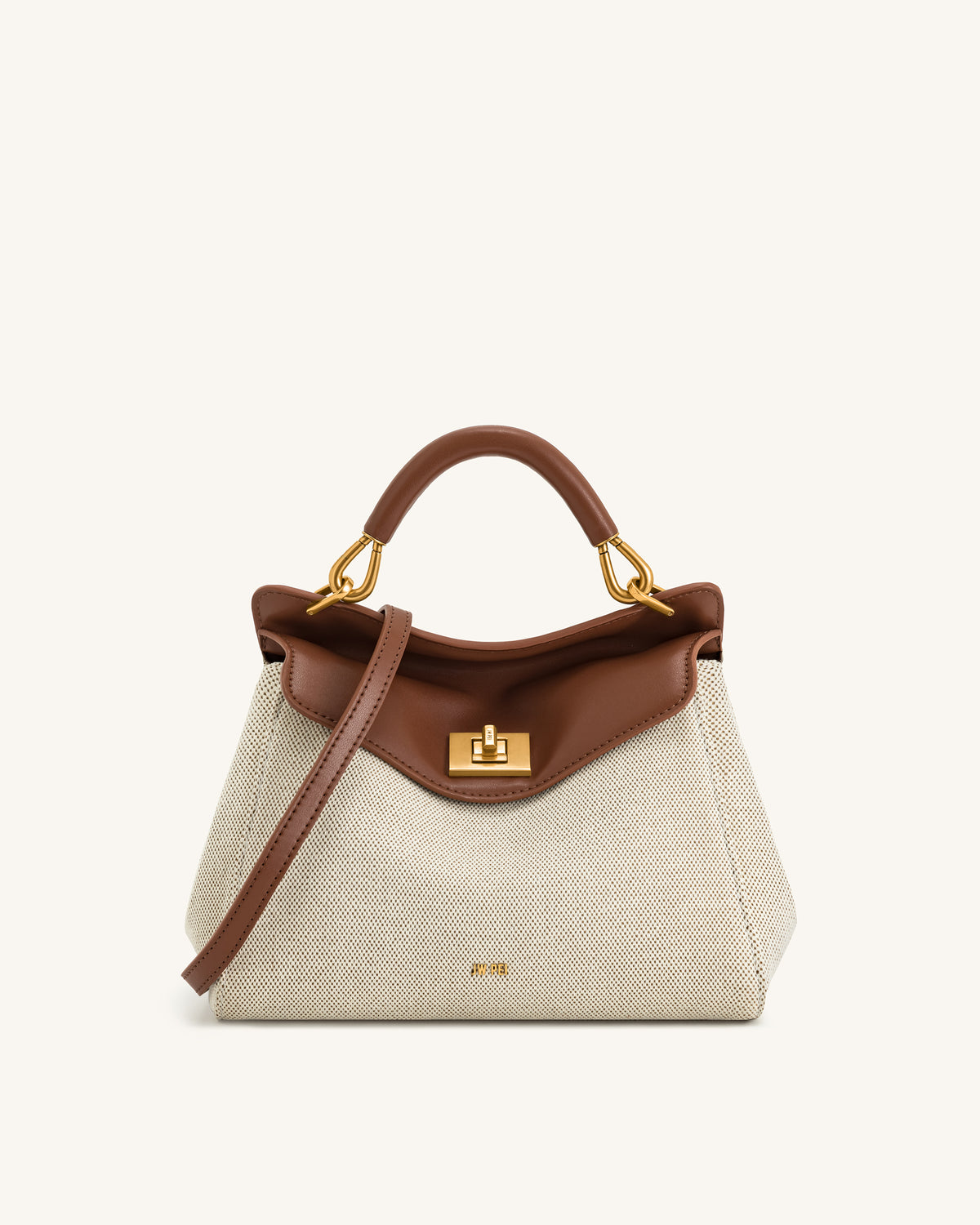 Lucia Classic Top Handbag - Brown Canvas - view 1