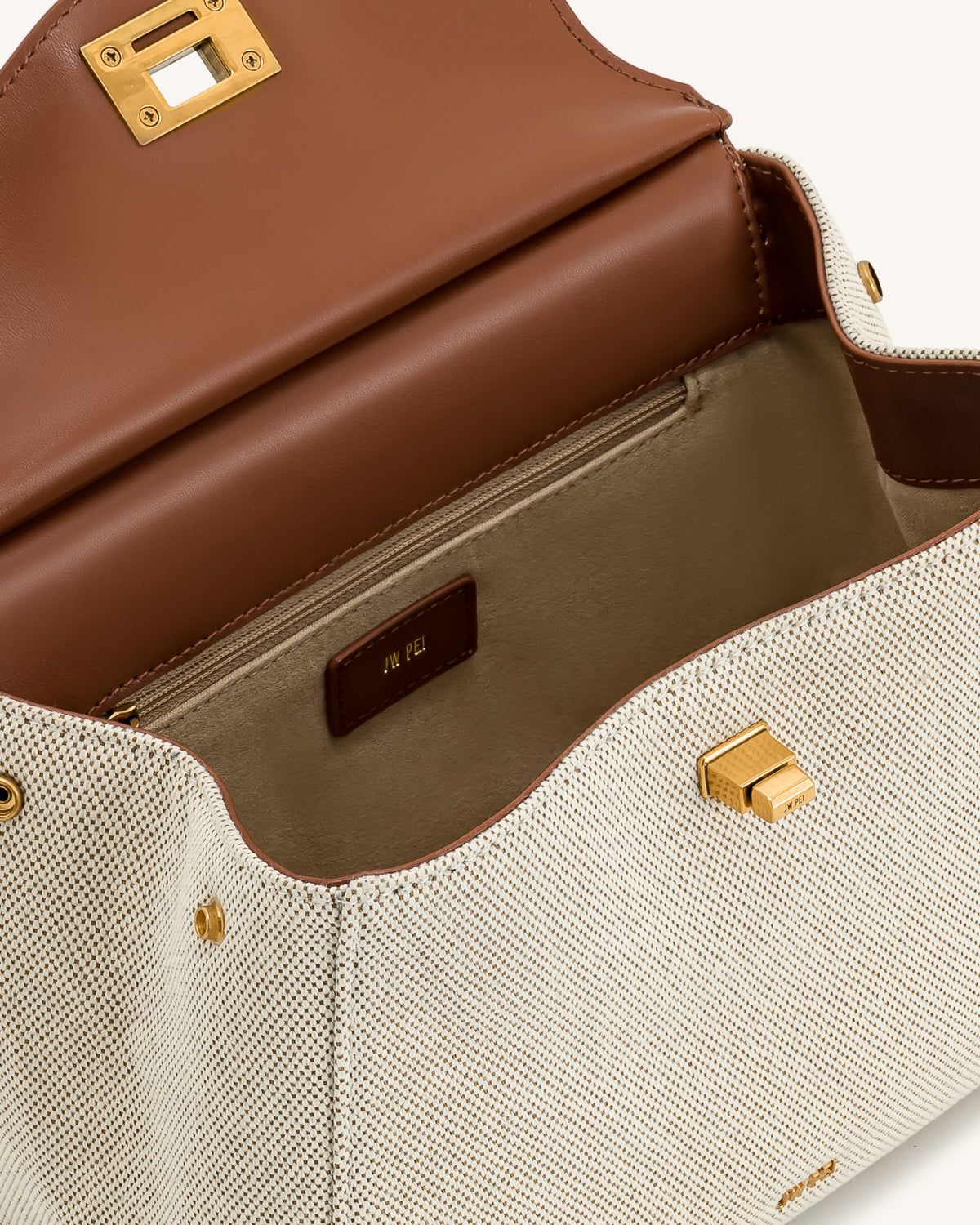 Lucia Classic Top Handbag - Brown Canvas - view 5
