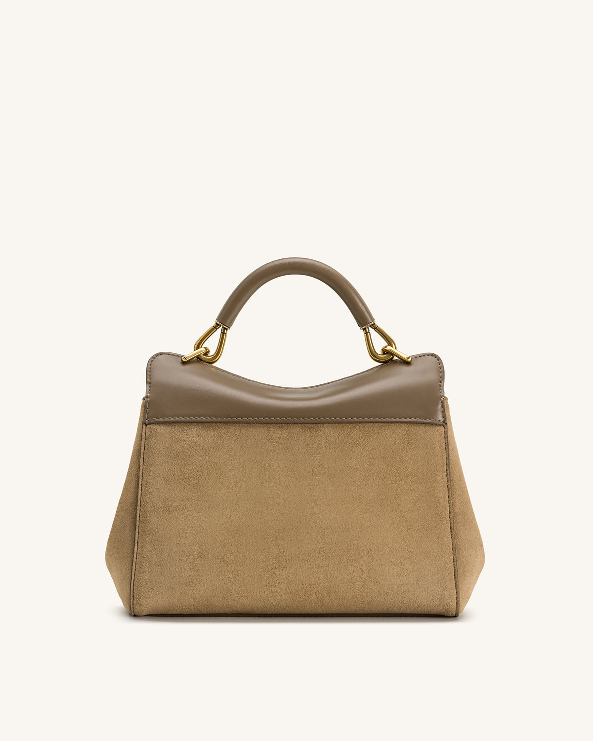 Lucia Classic Faux Suede Top Handle Bag - Taupe - view 3
