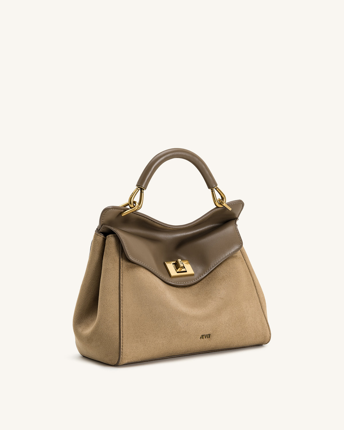 Lucia Classic Faux Suede Top Handle Bag - Taupe - view 2
