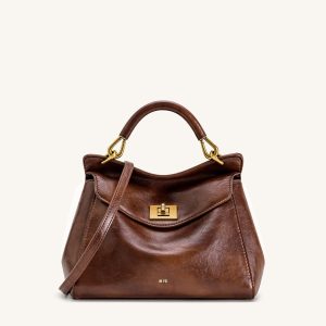 Lucia Classic Top Handle Bag - Coffee Brown - view 1
