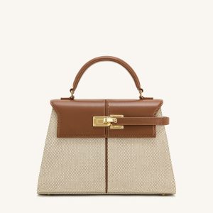 Elise Large Top Handle Bag - Brown Canvas - view 1