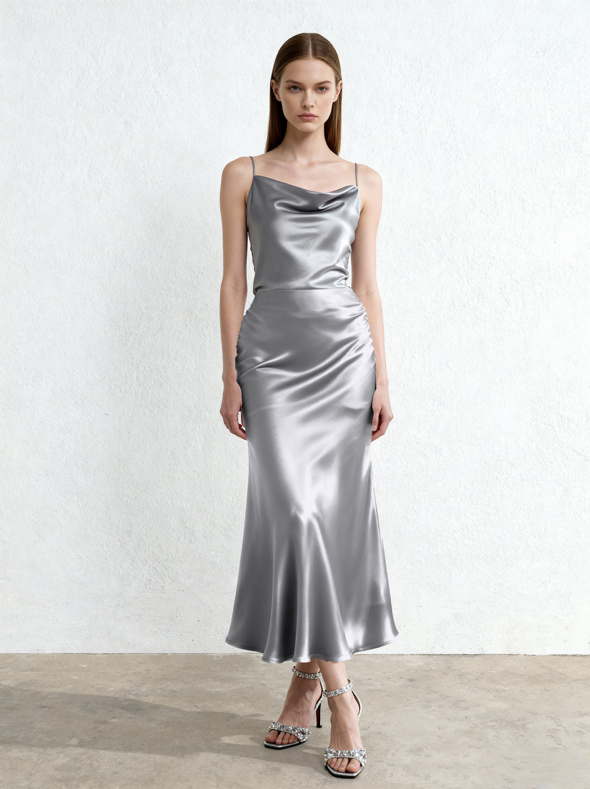 Liquid Satin Cowl Camisole - Silver - view 2