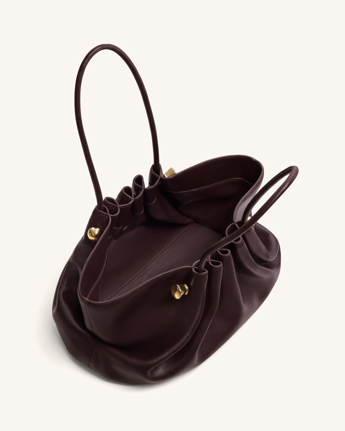 Naomi Gathered Long Handle Shoulder Bag - Deep Burgundy - view 4
