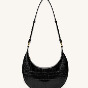 Carly Saddle Bag - Black Croc - view 1