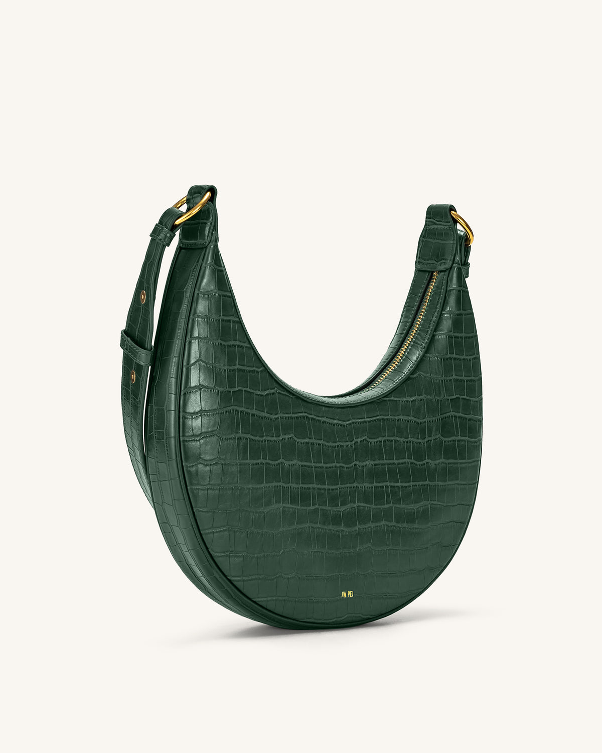 Carly Saddle Bag - Dark Green Croc - view 2