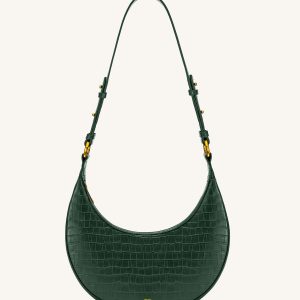 Carly Saddle Bag - Dark Green Croc - view 1
