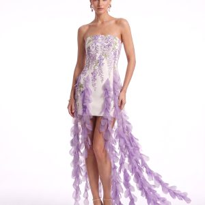 Wisteria Petal-Train Strapless Mini Dress - Ivory