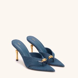 Noemi Square-Toe Metal Accent Sandals - Denim Blue