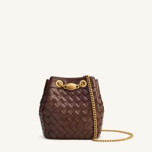 Yara Hand-Woven Bucket Bag - Dark Brown - view 1