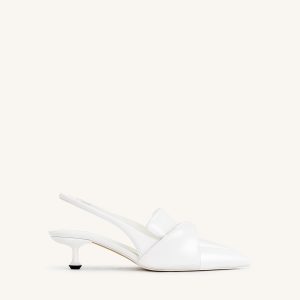 Carla Soft Padded Kitten Heel Pumps - White - view 1
