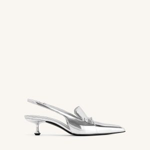 Carla Metallic Kitten Heel Pumps - Silver - view 1