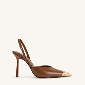 Savannah Gold Tipped Slingback Pumps - Brown - view 1