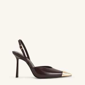 Savannah Gold Tipped Slingback Pumps - Burgundy - view 1