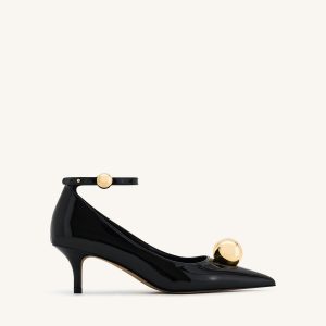 Jewel Buckle Kitten Heels Pumps-Black - view 1
