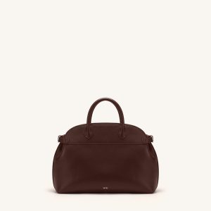 Arden Curved Top Handle Bag - Dark Brown - view 1