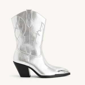Riya Metallic Cowboy Boot - Silver - view 1