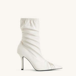 Joanne Paneled Detailing leather Ankle Boots - White - view 1