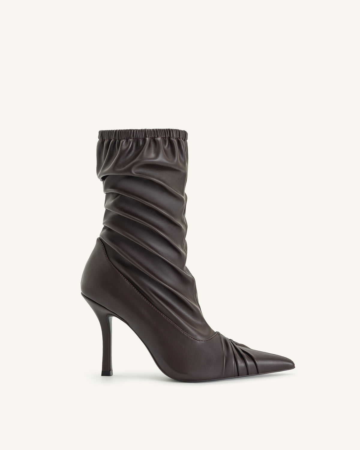 Joanne Paneled Detailing leather Ankle Boots- Burgundy - view 1