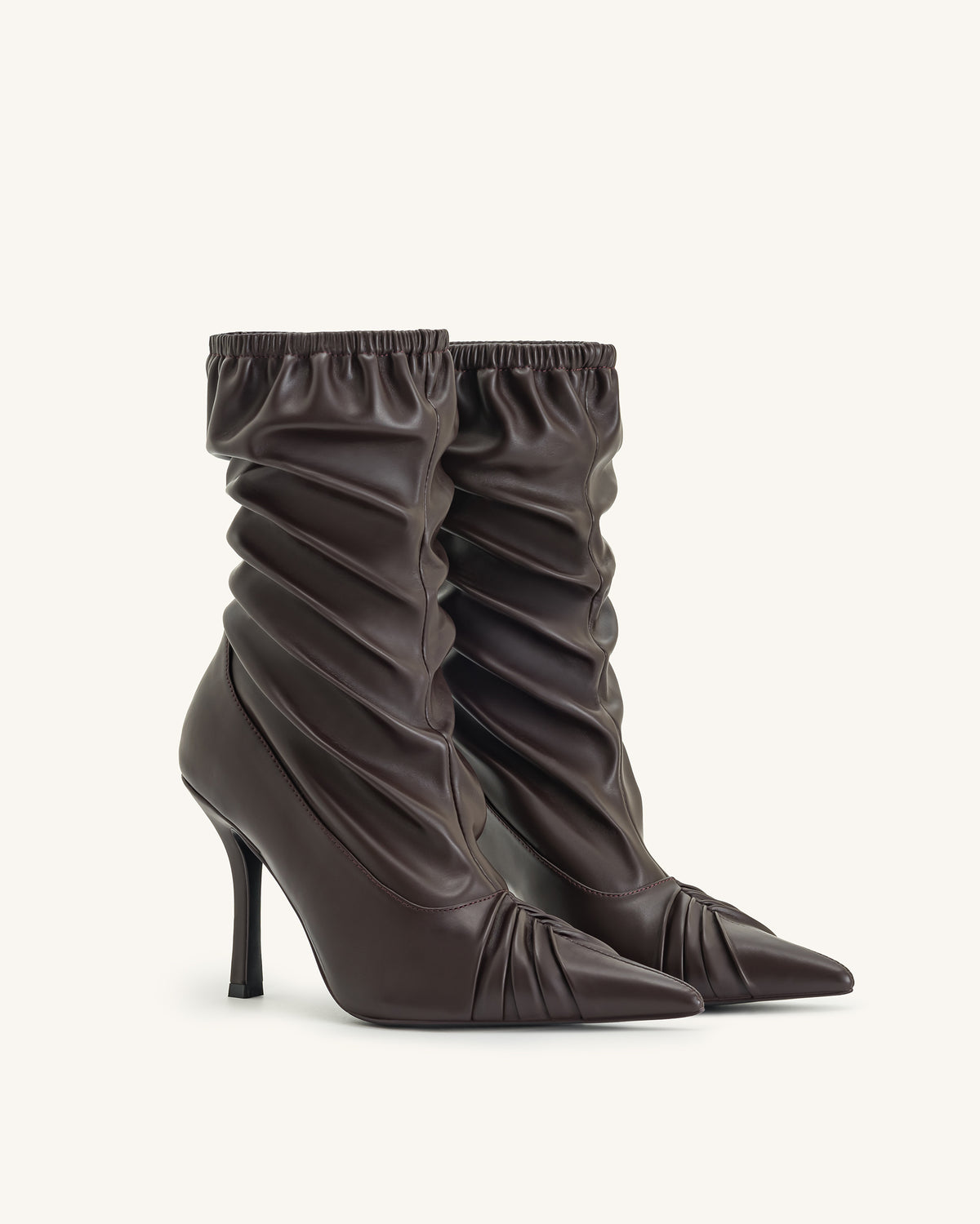 Joanne Paneled Detailing leather Ankle Boots- Burgundy - view 3