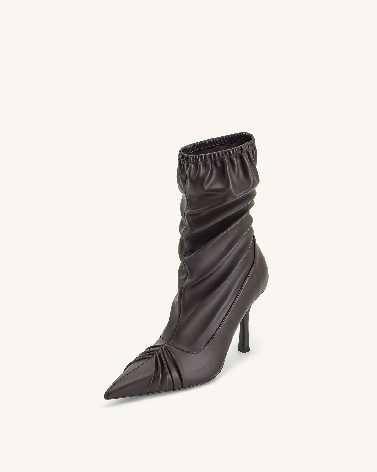 Joanne Paneled Detailing leather Ankle Boots- Burgundy - view 6