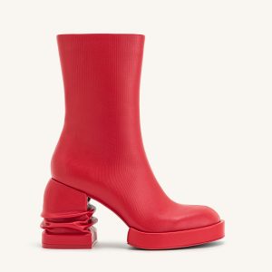 Saylor Round Toe Platform Ankle Boots - Red - view 1