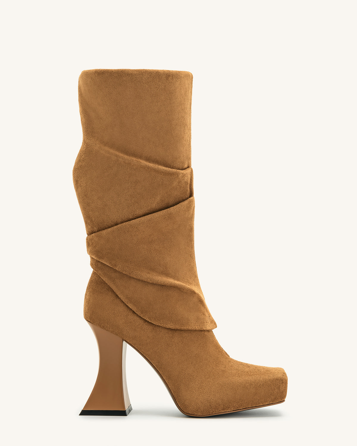 Reyna Square Toe Platform Knit Boots - Brown - view 1