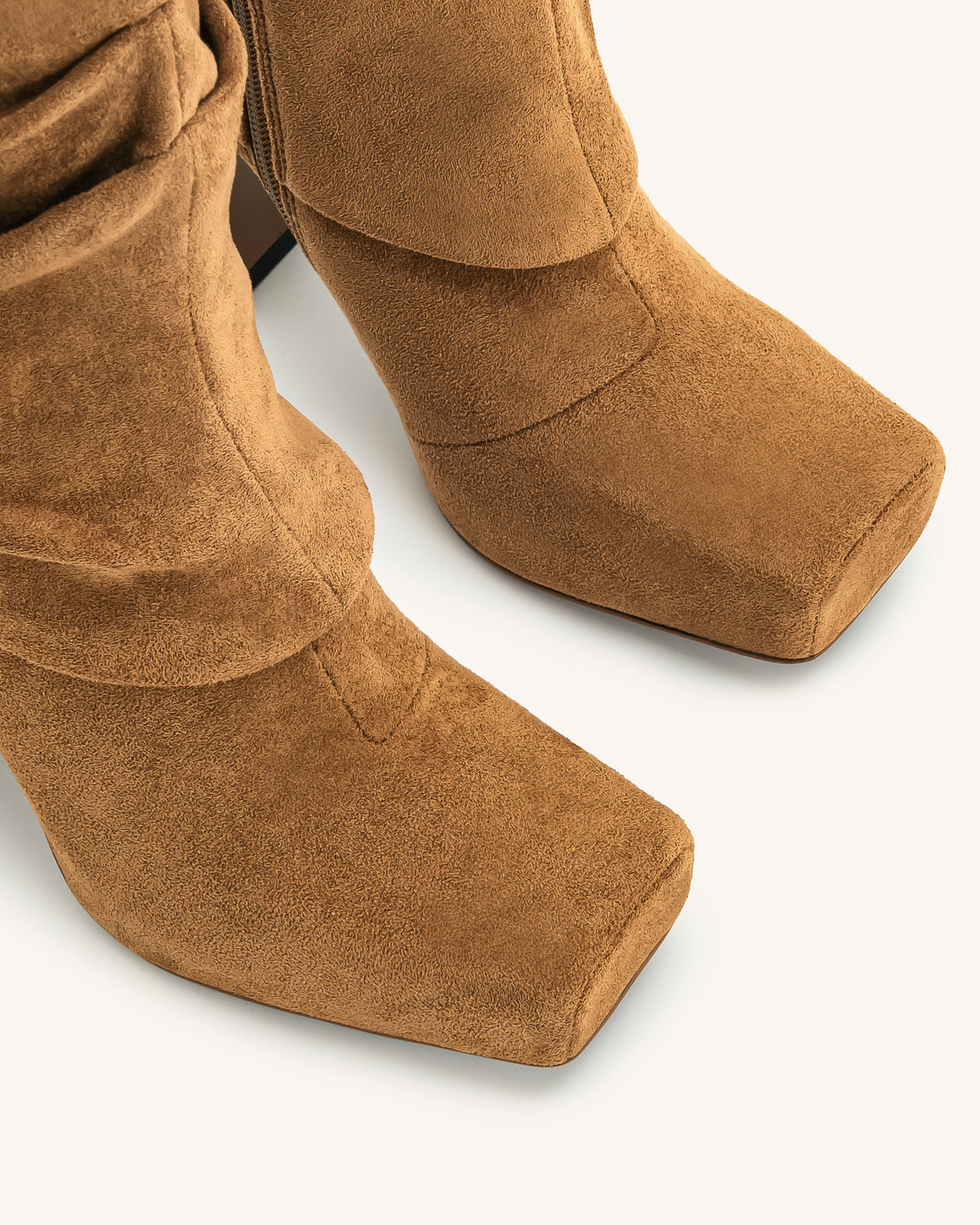 Reyna Square Toe Platform Knit Boots - Brown - view 6
