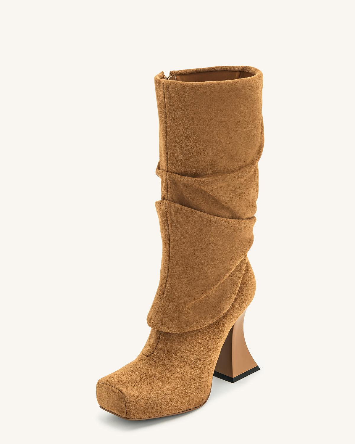 Reyna Square Toe Platform Knit Boots - Brown - view 7