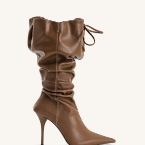 Olivia Leather High Heel Boots - Brown - view 1