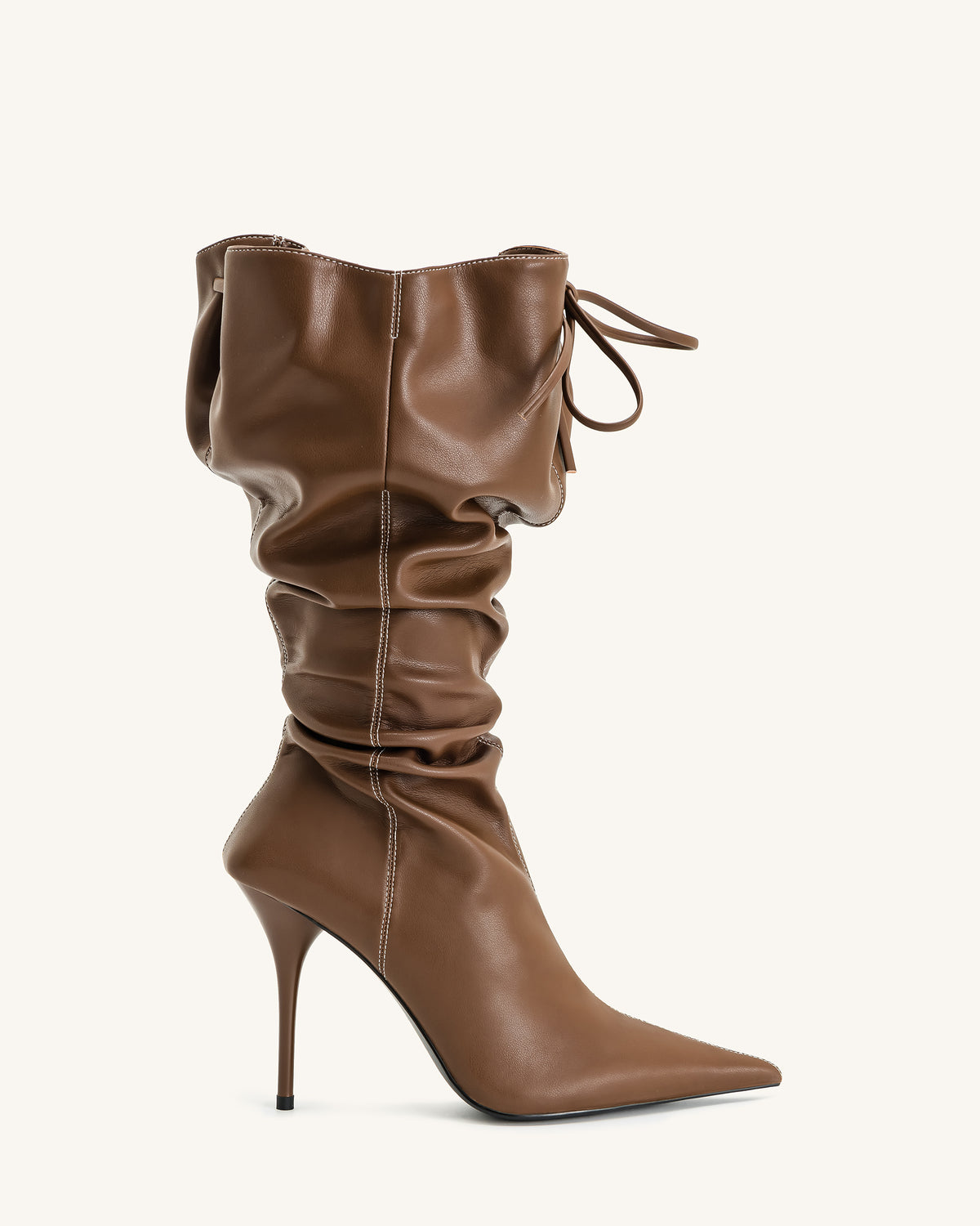 Olivia Leather High Heel Boots - Brown - view 1