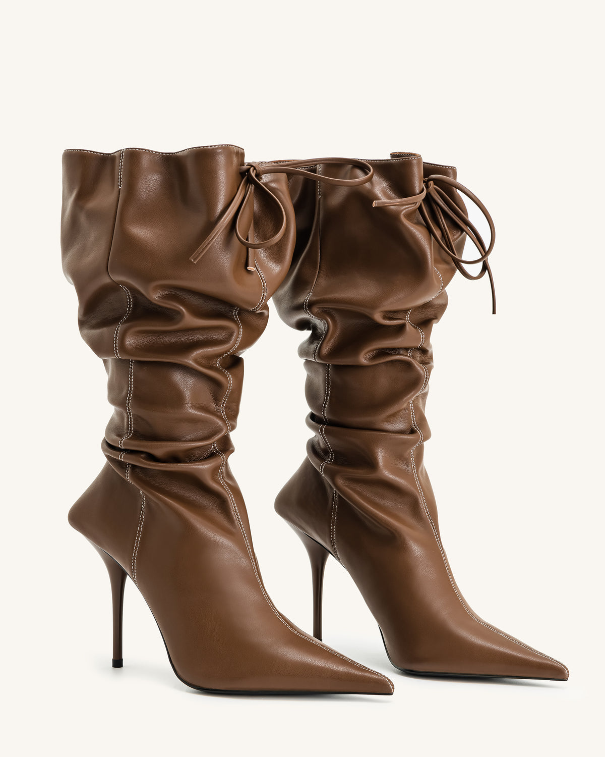 Olivia Leather High Heel Boots - Brown - view 3
